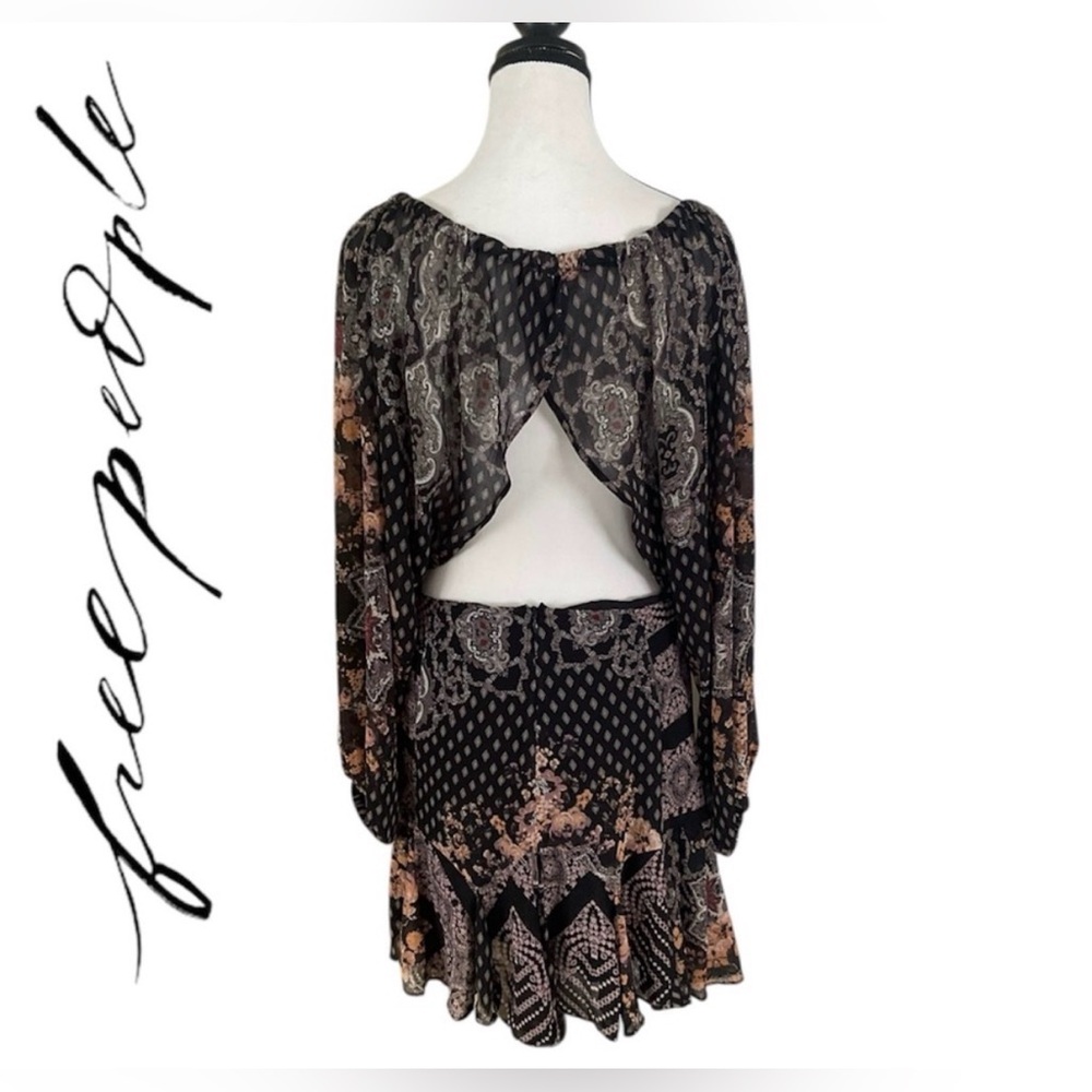 Free People Seven Wonders Mini Open Back Off The Shoulder Dress Fall M - Picture 6 of 8